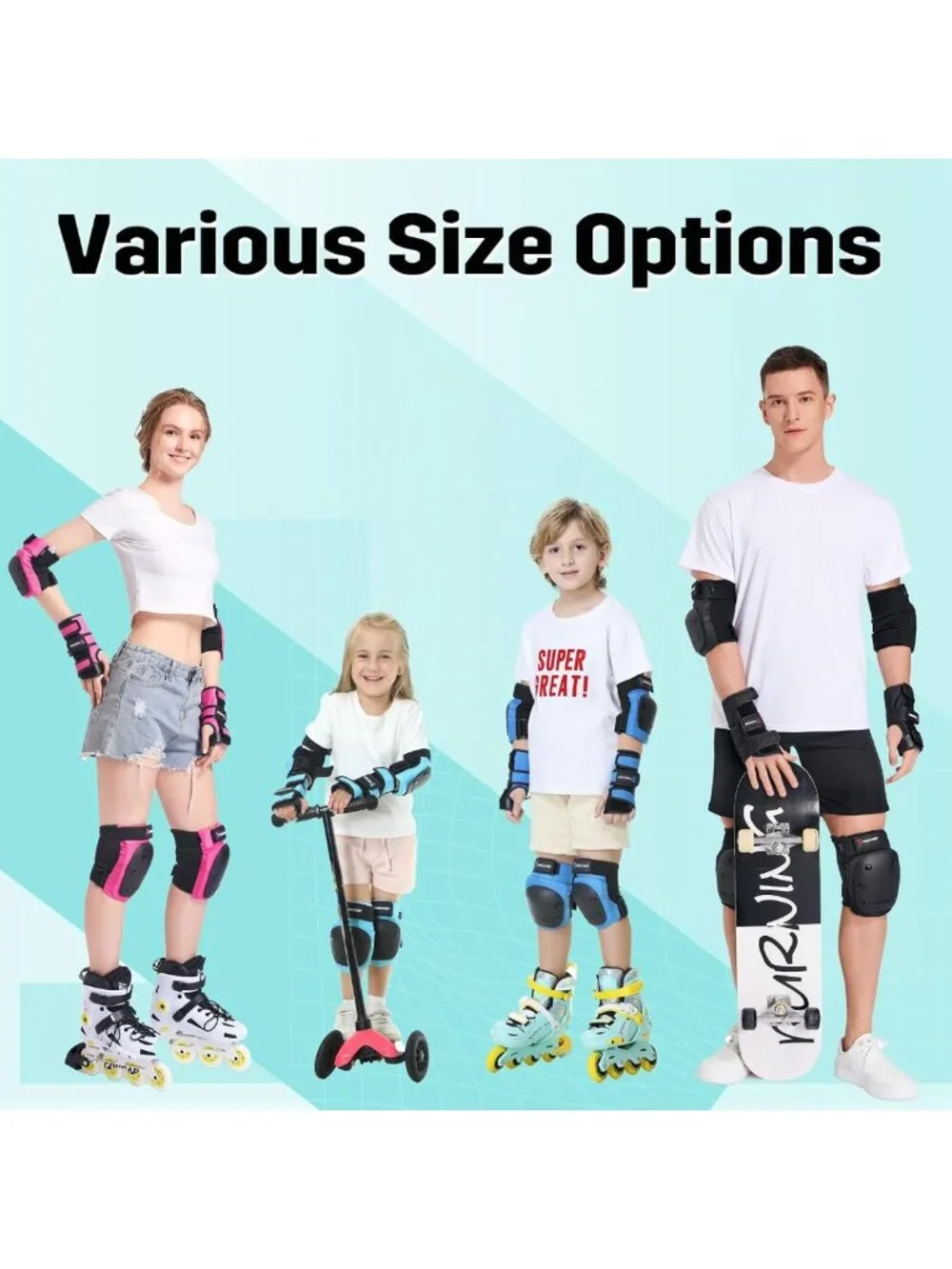 6-in-1 Protective Gear Set for Kids & Adults | Knee Pads, Elbow Pads, Wrist